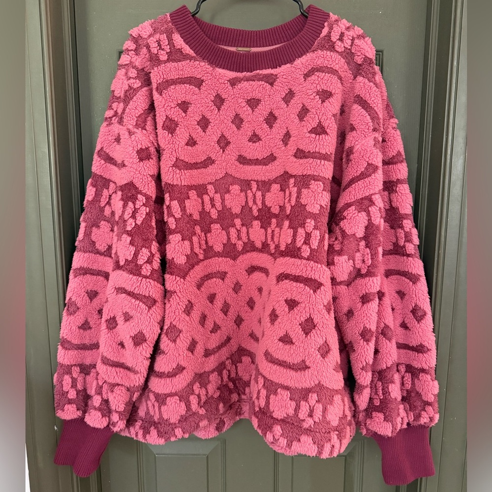 Free People Cozy Pink Patterned Sweater Size Small